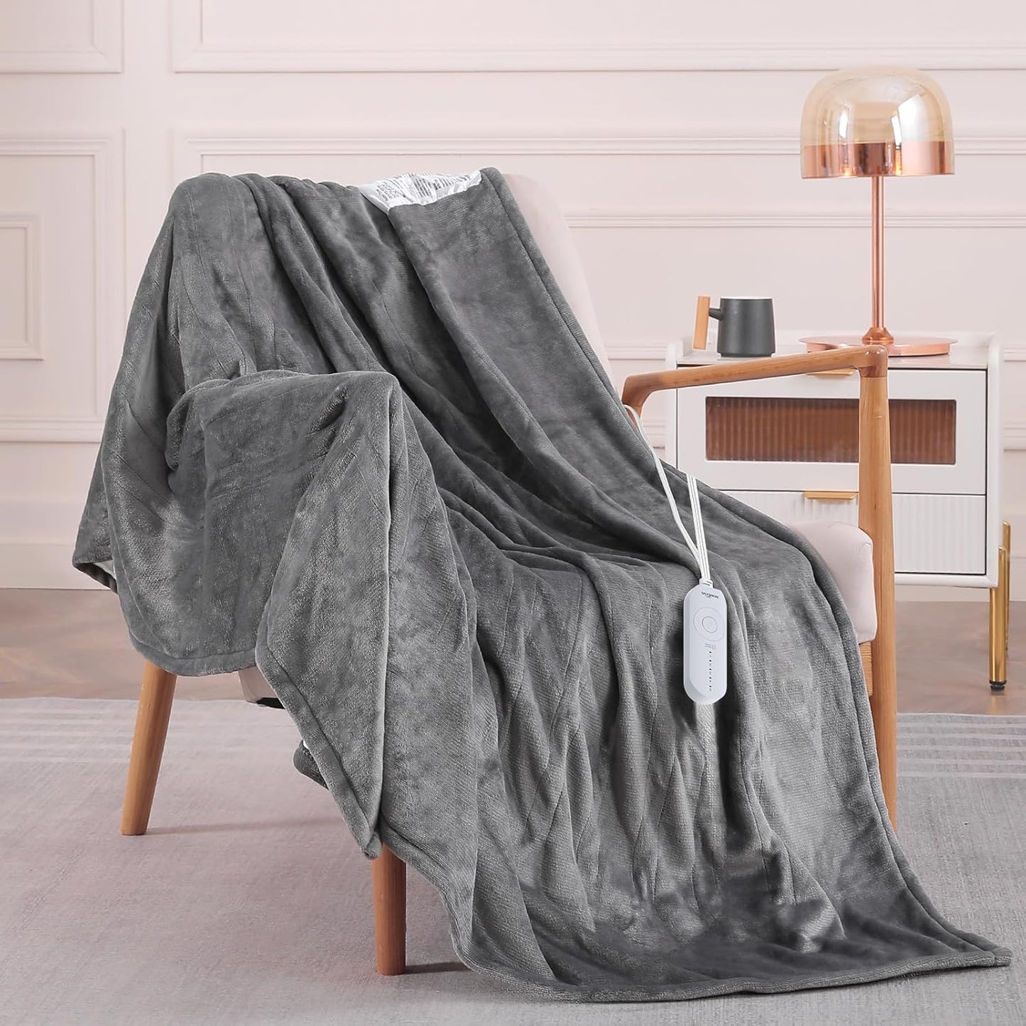 HOMLYNS LuxeHeat Heated Blanket Electric Blanket, Soft Flannel Sherpa Heated Throw, Heating Blanket with 5 Heat Settings, 3 hrs Timer Auto Shut Off (50x60 inches, Purple), Only for 120V Voltage Use