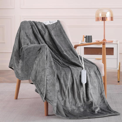 HOMLYNS LuxeHeat Heated Blanket Electric Blanket, Soft Flannel Sherpa Heated Throw, Heating Blanket with 5 Heat Settings, 3 hrs Timer Auto Shut Off (50x60 inches, Purple), Only for 120V Voltage Use