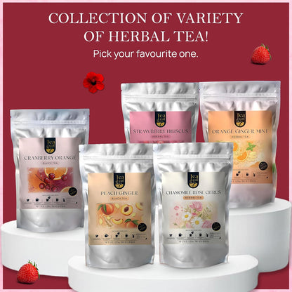 Strawberry Hibiscus Herbal Tea 100gm, Natural Herbal Infusion, 50 Tea Bags