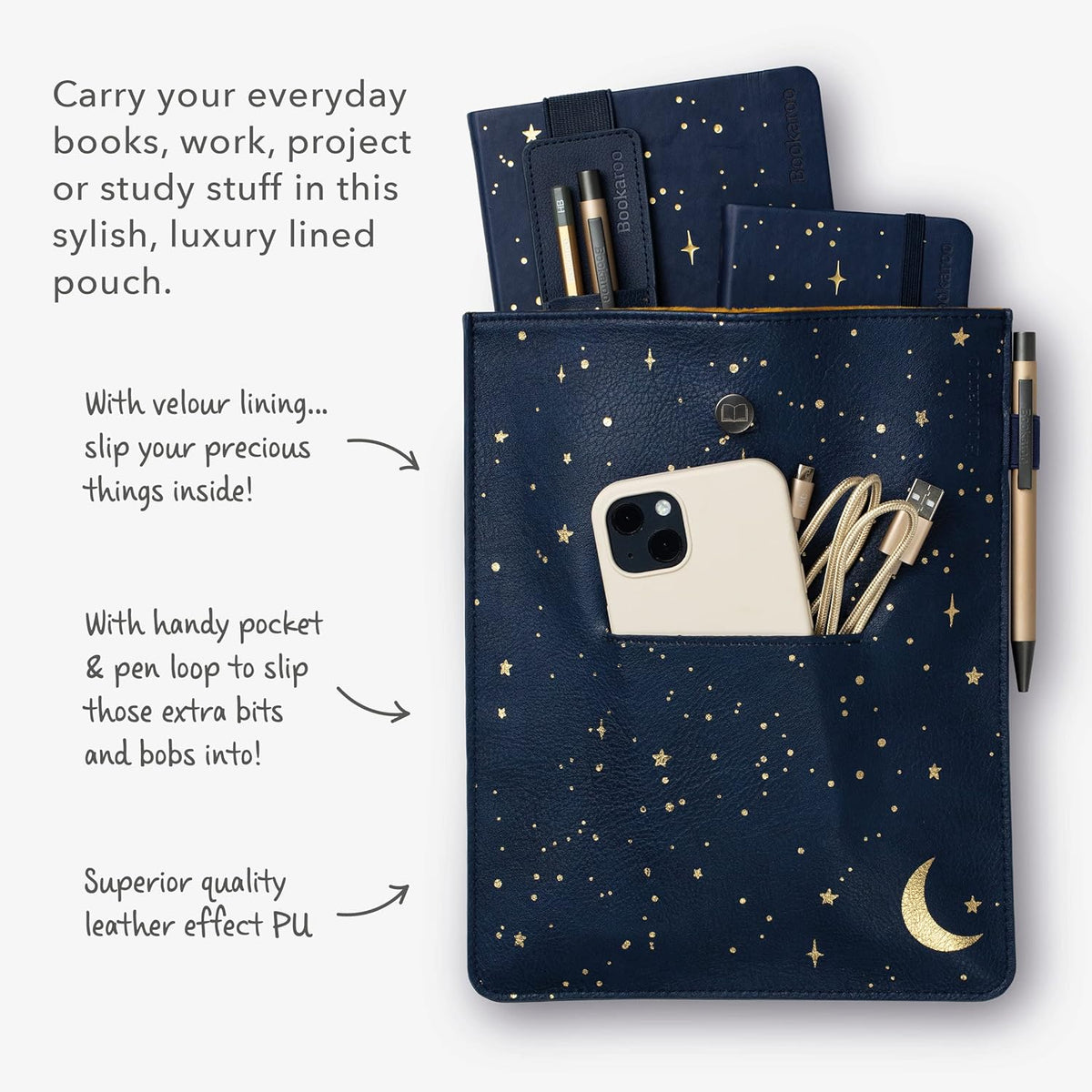 IF Compact Book Light - Moon & Stars, Dark Blue/Gold
