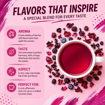 Katy’s Berry Loose Leaf Tea - Hibiscus, Blueberry & Cranberry - Fruity Herbal Tea, Caffeine-Free, Sugar-Free - Hot or Iced Tea - 30+ Cups