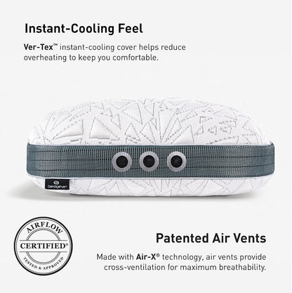 Bedgear Storm Performance Pillow, 1.0 Cooling Pillow for Side Sleepers, Medium Firm Support, Ver-Tex Cooling Cover, Air-X Mesh, Washable