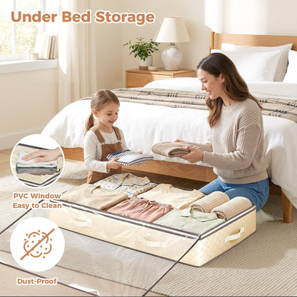 Budding Joy 95L Under Bed Storage Containers, 4 Pack Closet Organizers Grey