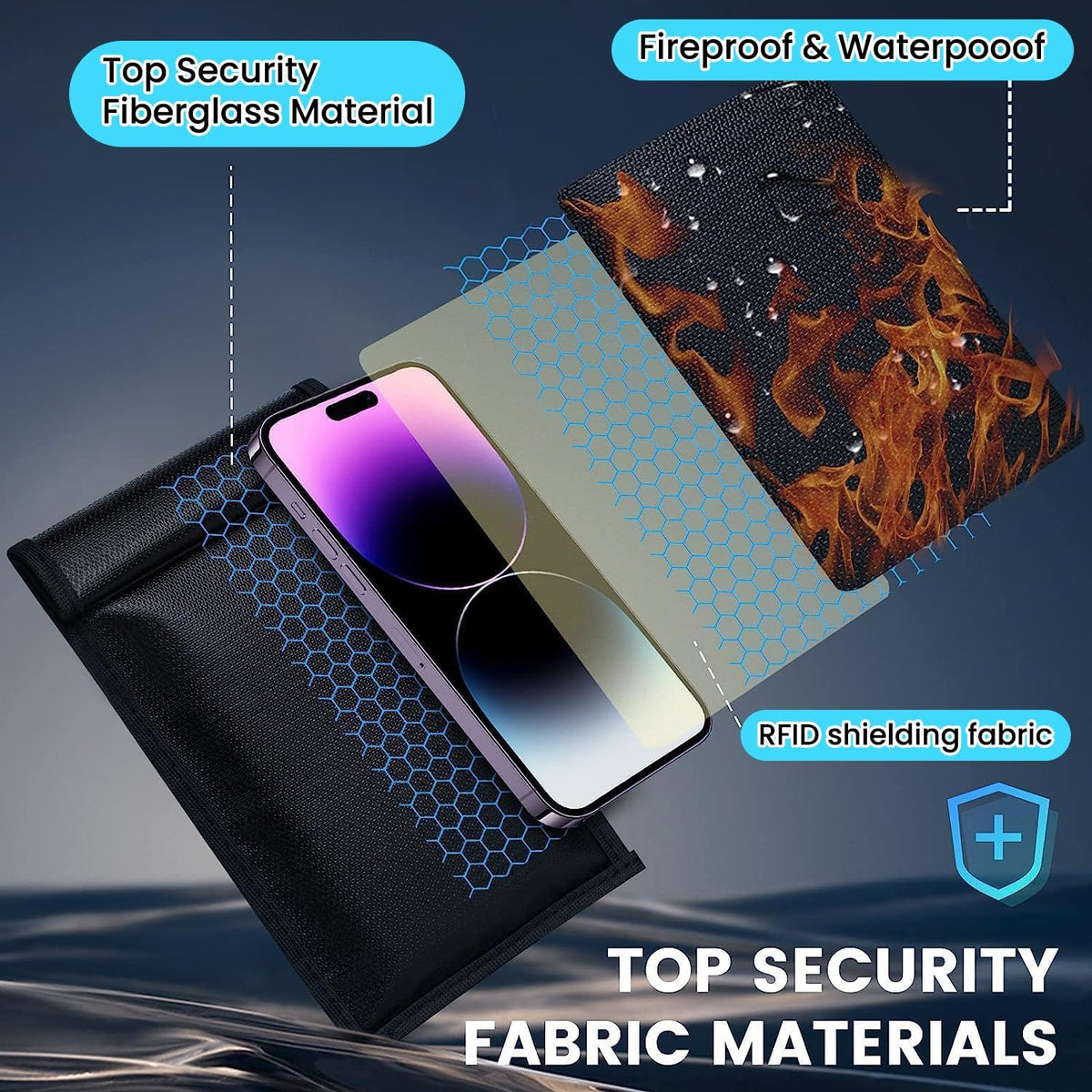 Faraday Bags for Phones and Car Key 2 Pack, Signal Blocking Pouch, Cell Phone Signal Jammer, Car Key/WiFi/RFID/GPS Signal Blocker