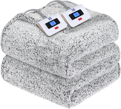 Sealy Electric Blanket Heated Throw 50"x60" Soft Double Sherpa Super Cozy with 6 Fast Heating Levels & 2-10 Hours Auto-Off, Over-Heat Protection, Machine Washable, Charcoal