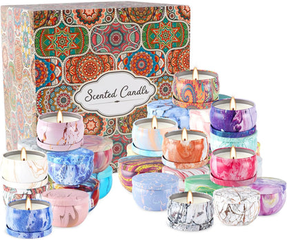 Onebird Set of 24 Scented Candle Gift Set,Natural Pure Soy Wax Aromatherapy Candles Essential Oils for Home and Women