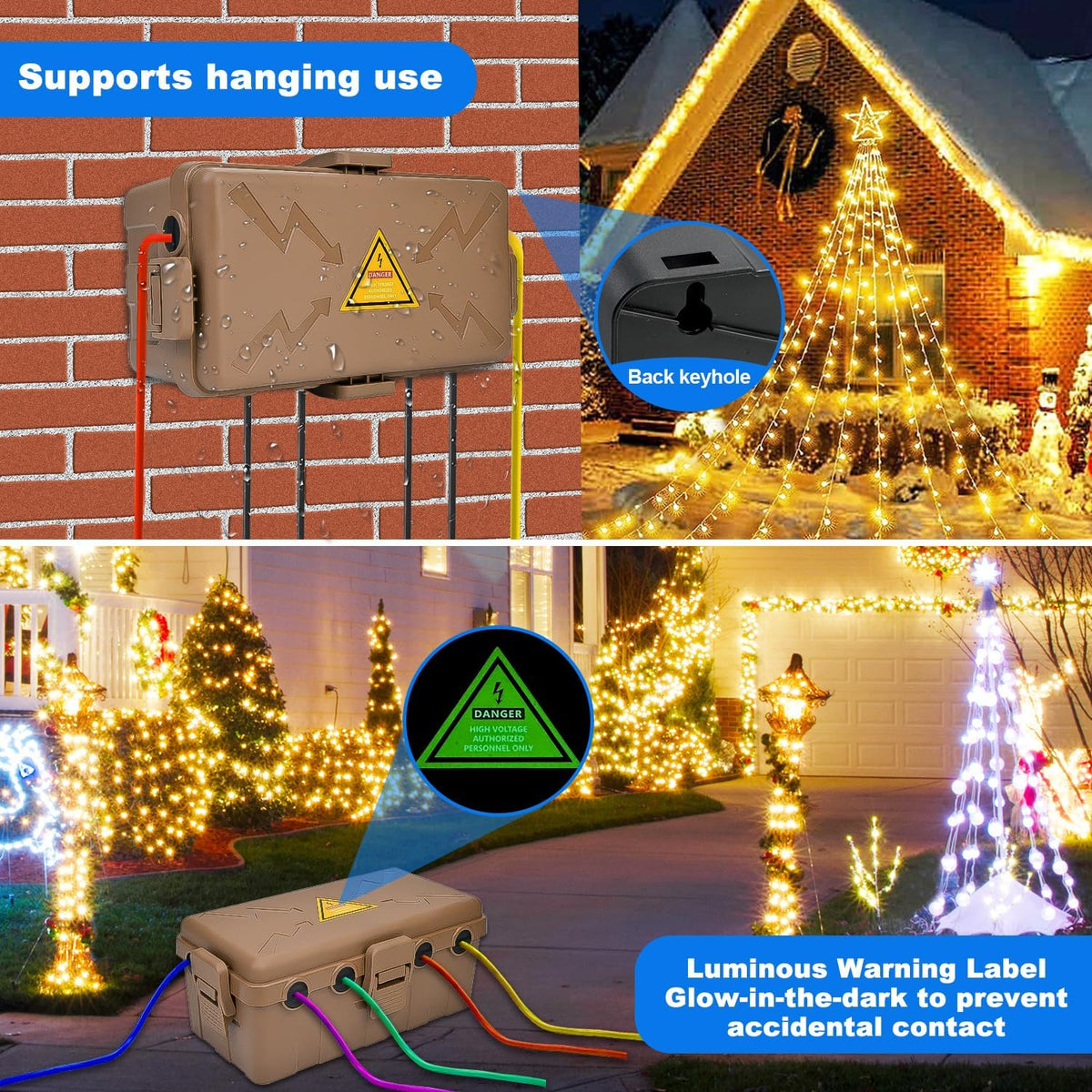 Hrensaw Large Outdoor Electrical Box Waterproof(12.5x8.5x5inch),IP54 Waterproof Outdoor Outlet Covers,Weatherproof Extension Cord Covers Protect Outlet,Plug,Timer,Power Strip,Holiday Light,Black