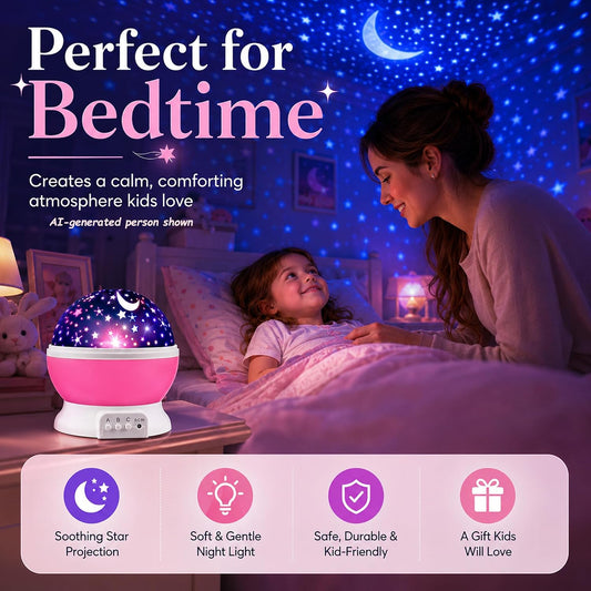 MOKOQI Star Projector Night Lights for Kids | Girls Night Light Projector