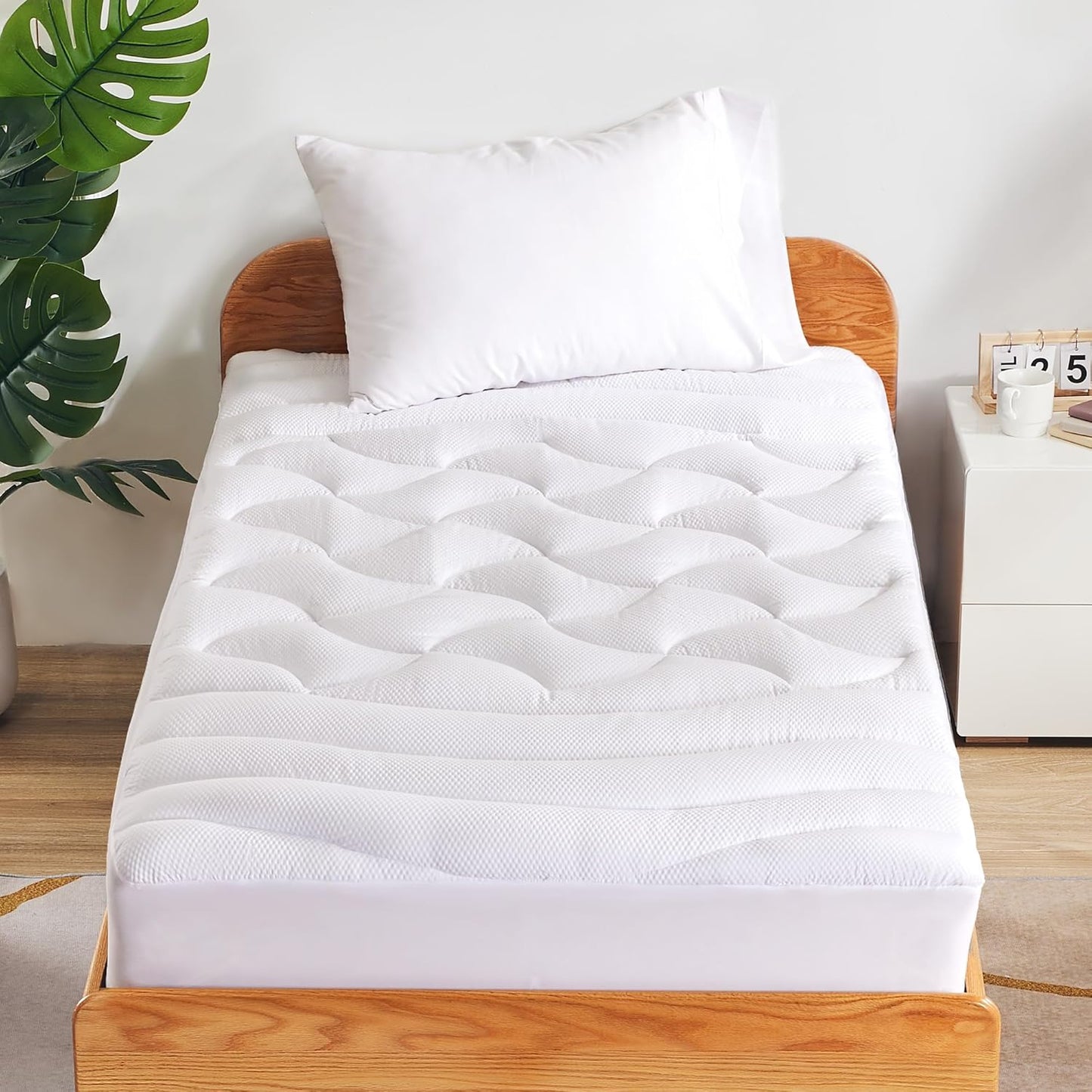 SLEEP ZONE Cooling Queen Mattress Topper, Premium Zoned Cool Mattress Pad Cover, Padded Mattress Protector Breathable Washable, Deep Pocket 8-21" (Grey, Queen)