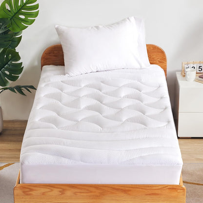 SLEEP ZONE Cooling Queen Mattress Topper, Premium Zoned Cool Mattress Pad Cover, Padded Mattress Protector Breathable Washable, Deep Pocket 8-21" (Grey, Queen)