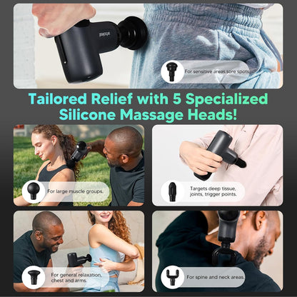 arboleaf Mini Massage Gun Deep Tissue, Percussion Muscle Massager for Back Pain Relief, Portable Small Travel Size, Quiet Massager, Gifts for Woman Man