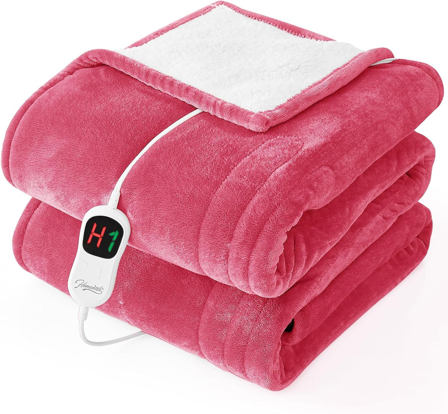 Homemate Electric Heated Blanket Twin - 62"x84" Heating Bed Blankets Throw with 10 Heating Levels 8 Hours Auto Off Fast Heating Over-Heated Protection Ultra Soft Warm Flannel ETL Certified Grey - Colors B