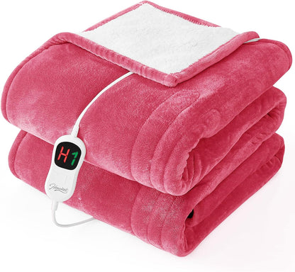 Homemate Electric Heated Blanket Twin - 62"x84" Heating Bed Blankets Throw with 10 Heating Levels 8 Hours Auto Off Fast Heating Over-Heated Protection Ultra Soft Warm Flannel ETL Certified Grey - Colors B