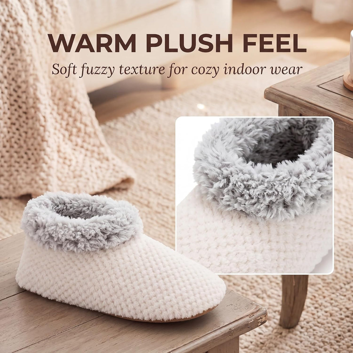 Cozylook Fuzzy Slippers for Women Indoor Soft Sole Slipper Socks