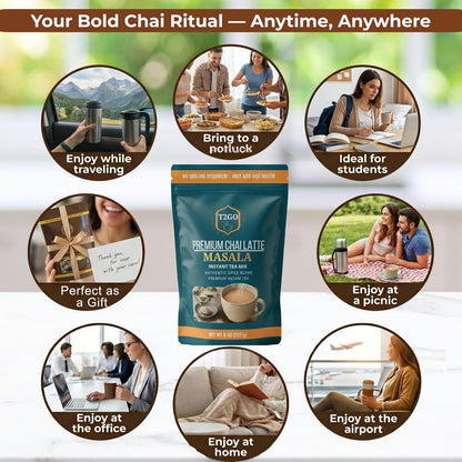 T2GO Instant Masala Chai Tea Latte Powder – Just Add Water, 8 oz