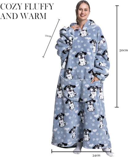 Capecage Blanket Hoodie, Long Hooded Blanket Sweatshirt as Birthday Gifts for Women Men, Long Wearable Blanket for Women Men.