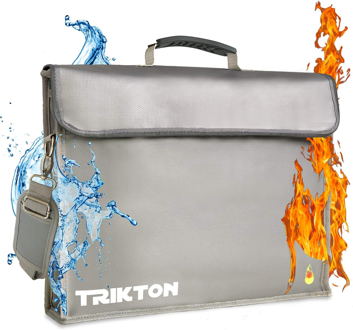 Fireproof and Waterproof Document Bag XL 16x12x3.5 with TSA Lock, Fits Legal Files, High-Viz Design, Lock Box for Travel and Documents, Developed by USA Engineers and Firefighters (Silver)