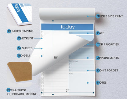 Better Office Products To Do List Notepad, 7" x 10" Today Note Pad, 52 Sheets, Daily Agenda Productivity Checklist Organizer (1 Pack)