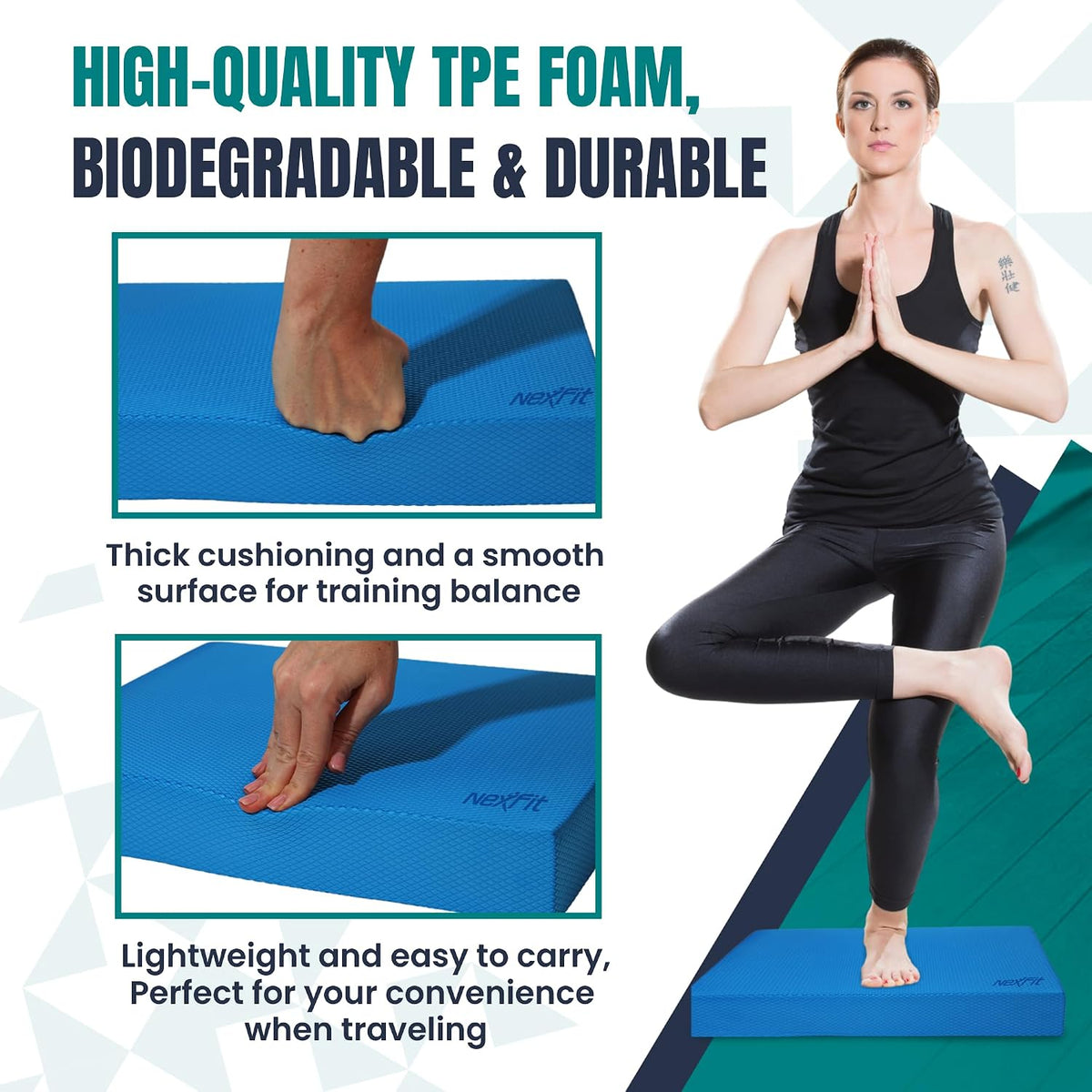 High-Density Balance Pad - Durable TPE Foam Balance Pad Physical Therapy, Foam Exercise Pad with Non-Slip Surface, Lightweight for Home & Gym Workouts, Core Strength & Balance Enhancement
