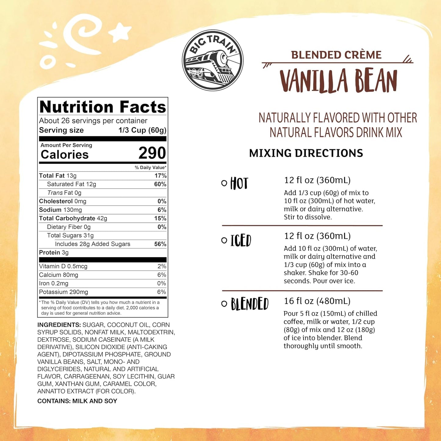 Big Train Vanilla Bean Blended Crème Beverage Mix, 3.5 Pound (Pack of 1) - Colors B