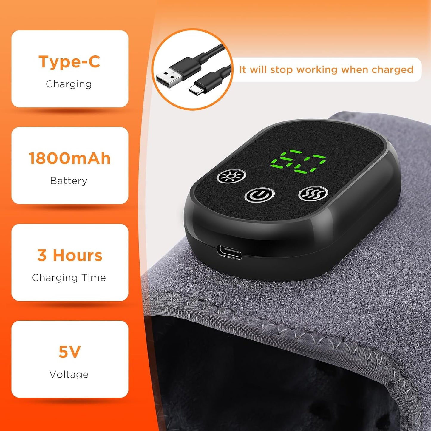 Cordless Ankle Heating Pad Neuropathy Foot Massager, FSA Eligible Items List, Ankle Massager for Pain Relief, Heated Ankle Wrap Heating Foot Massage with 5 Heats, 3 Vibration Modes