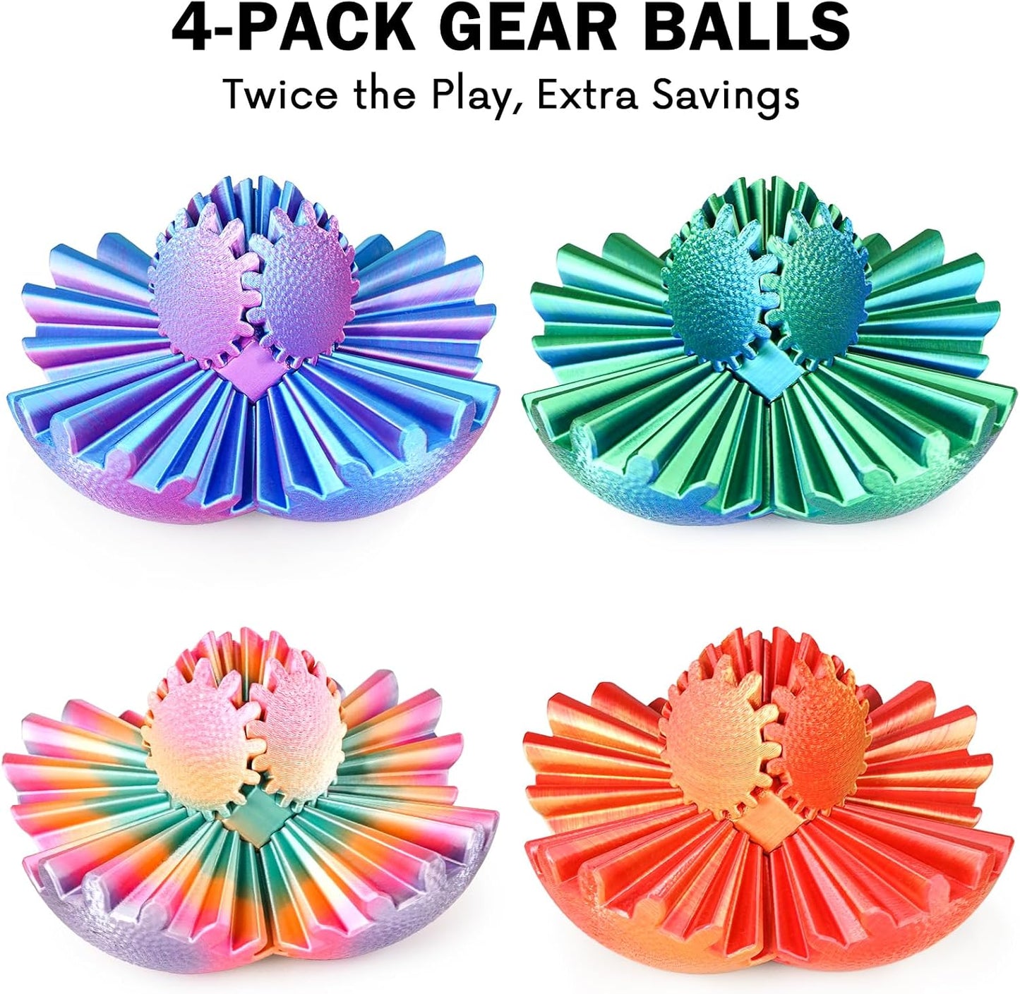 Gear Ball Fidget Toys Steampunk Gear Sphere Stress Relief for Kids Adults 3D Printed Unique Funny Birthday Gift for Christmas White Elephant Stocking Stuffer Easter (Ombre Purple, Dia. 2.5" )