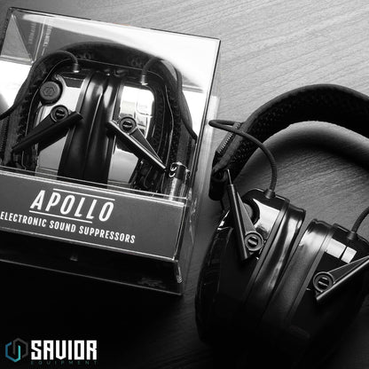 Savior Equipment Apollo Electronic Earmuffs For Shooting w/Gel Ear Pads, 24dB NRR, Noise Cancelling Ear Protection Headset