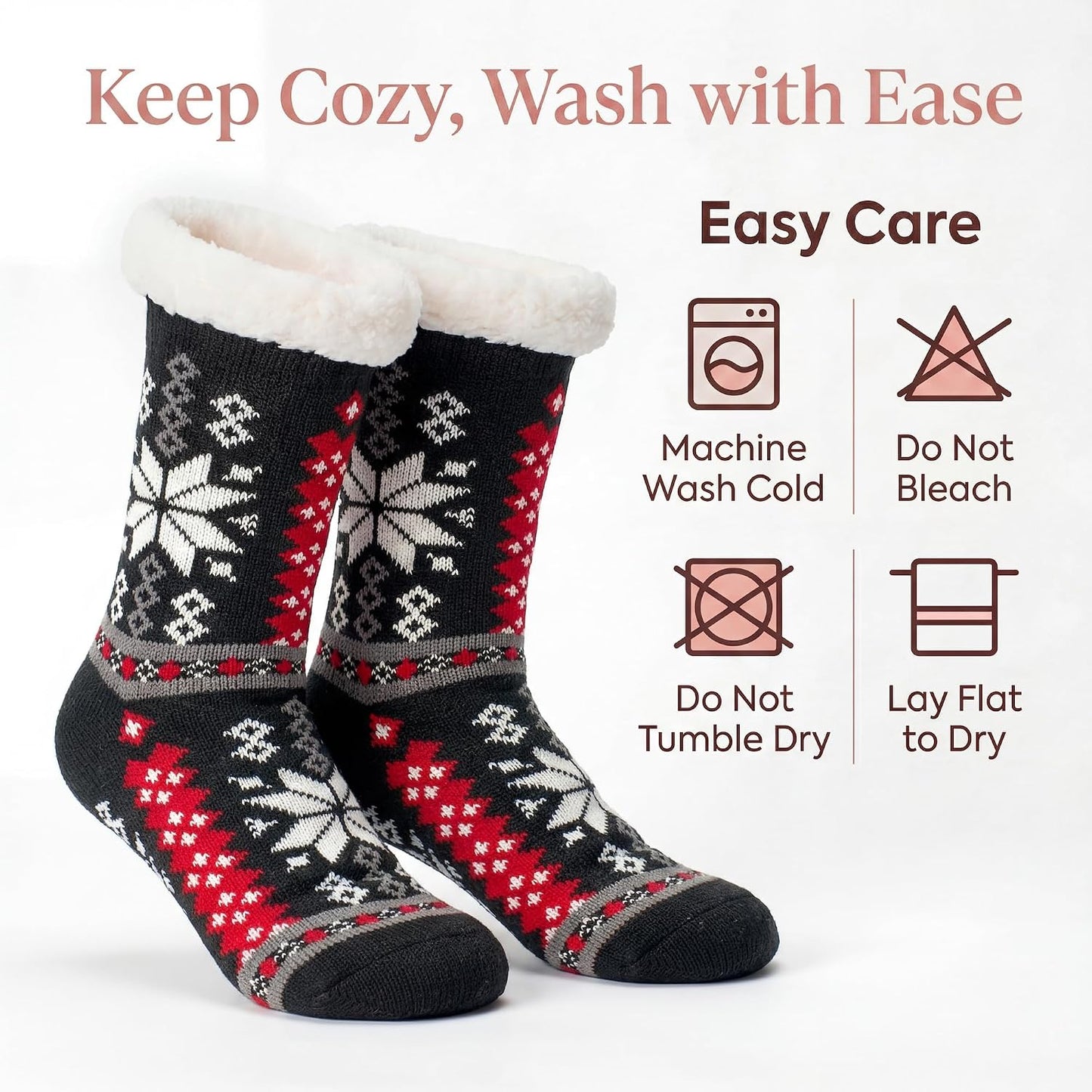 Cozylook Fuzzy Slipper Socks for Women with Grips Warm Cozy Soft Non-Slip Winter Socks Cozy Gift Idea