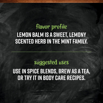 Frontier Co-op Organic Lemon Balm Leaf, Cut and Sifted, Kosher, Bulk Bag - Dried Lemon Balm Herb Loose Leaf Tea - Melissa Tea, Toronjil | 16 Ounce (Pack of 1)