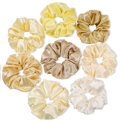 16 Pcs Scrunchies for Women - Black Satin Silk Scrunchies for Girls Hair Ties Elastics Bands Ponytail Holder Hair Accessories