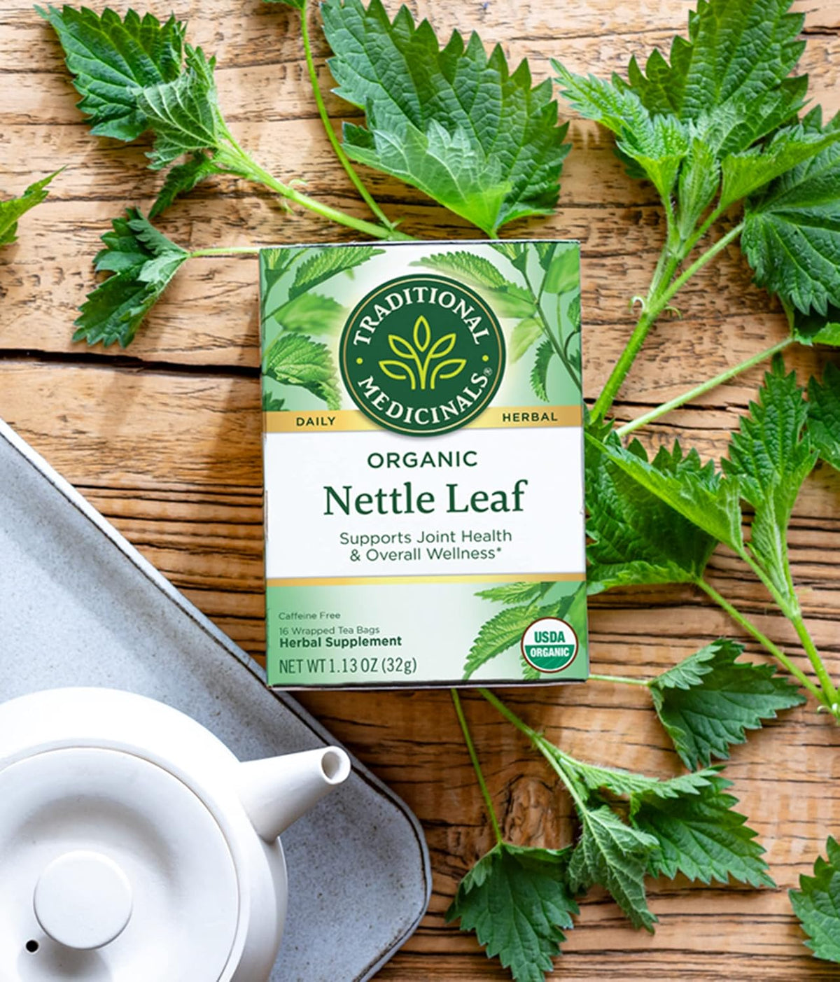 Traditional Medicinals Organic Nettle Leaf Herbal Tea, Supports Joint Health & Overall Wellness, (Pack of 3) - 48 Tea Bags Total