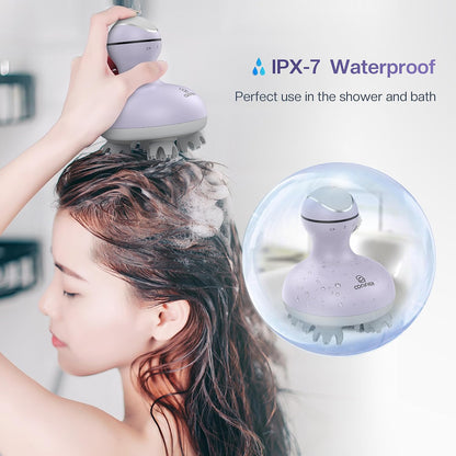 COMFIER Electric Scalp Massager, Waterproof Head Massager with Mutlti-Modes Vibration, Handheld Portable Head Scratcher for Hair Growth, Dog Cat Massager for Deep Clean and Stress Relax