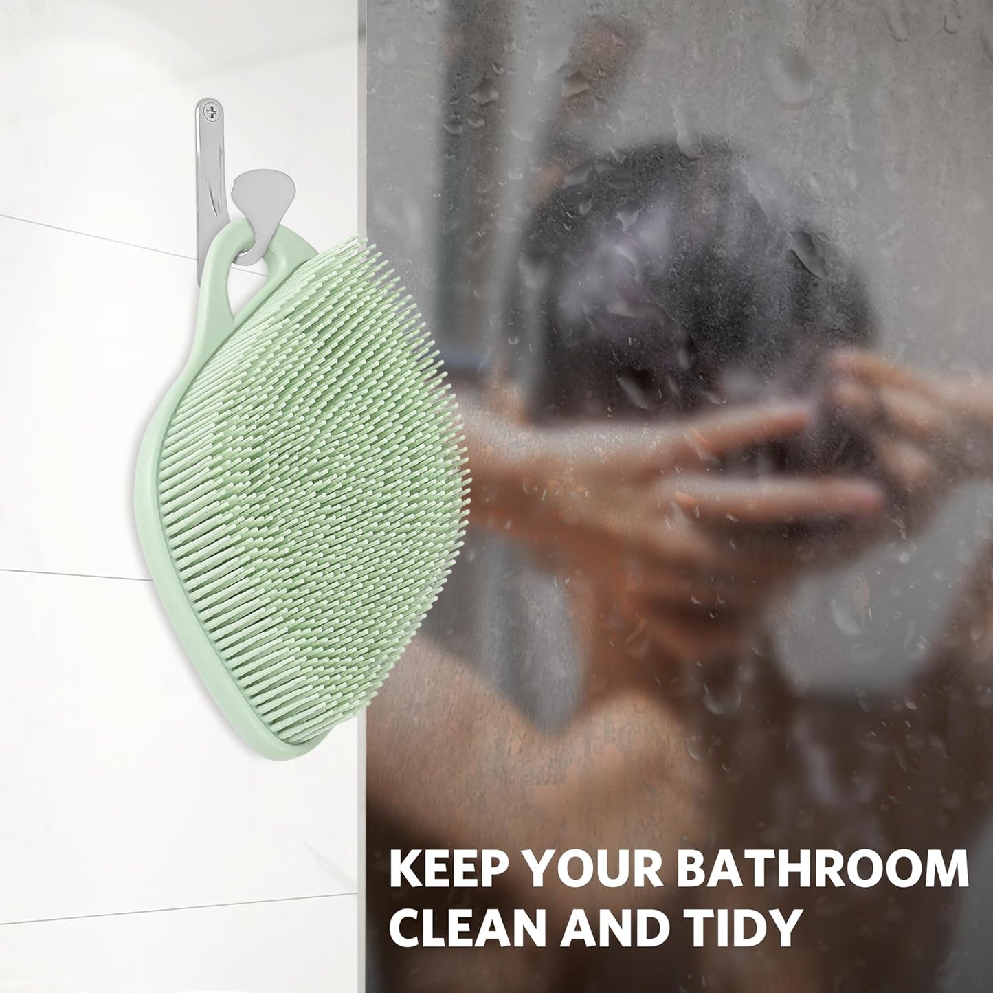 Sndyi Silicone Body Scrubber, Gentle Exfoliating Body Scrubber for Sensitive Skin, Leaf Shaped Shower Scrubber for Body with Lathering Bristles, Silicone Loofah Body Brush for Showering, Oatmeal