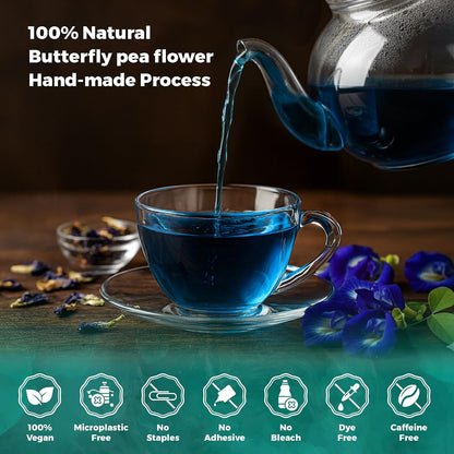 Lavitali, Butterfly Pea Flower Tea | 120 bags, 100% Pure Herbal Tea | Caffeine-Free, Antioxidant-Rich, Eco-Friendly Filter Bag | Daily Natural Botanical, Hot or Iced Floral Infusion