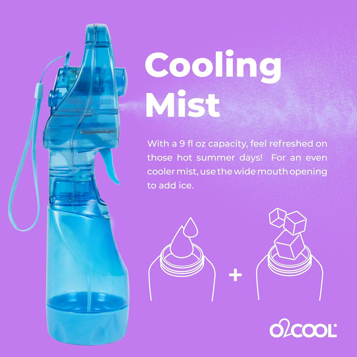 O2COOL Deluxe Handheld Misting Fan Battery Powered Green