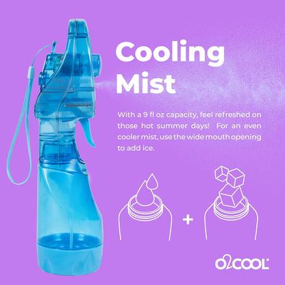 O2COOL Deluxe Handheld Misting Fan Battery Powered Green