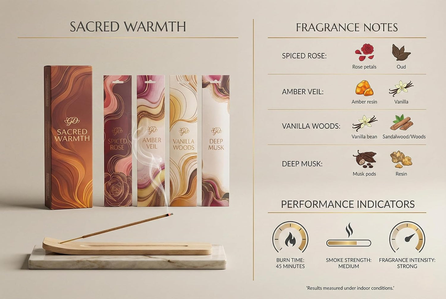 Incense Sticks Variety Pack with Wooden Holder | Nag Champa, Rose, Lavender, White Sage, Frankincense, Palo Santo & Sandalwood | Hand-Rolled Masala Incense