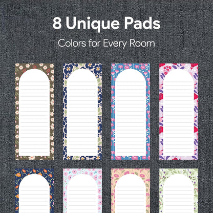 8 Magnetic Notepads – Notepads for Grocery List, Shopping List, To-Do List, Reminders -Strong Magnetic Back- Memo Notepad with Realistic Fruit Designs | 25 Sheets per Pad 7.5 x 3.5 inch (8 Pack)