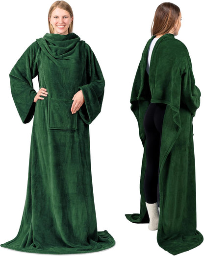 PAVILIA Wearable Blanket with Sleeves for Adult Women Men, Cozy Fleece Warm Wrap Throw with Arms, Gifts for Christmas, Wife