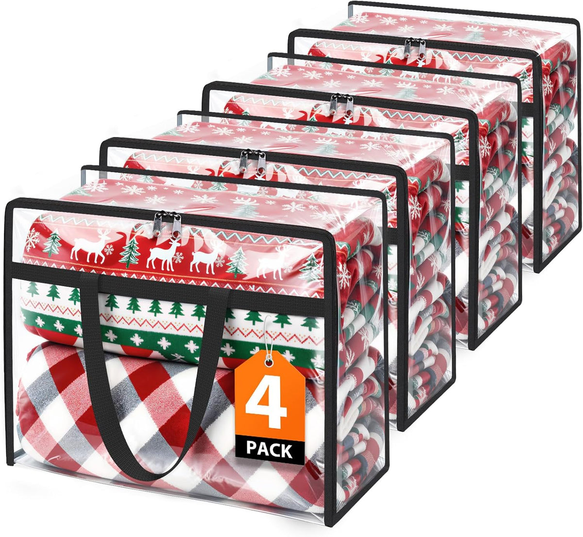 SpaceTrove Clear Storage Bags, 4-Pack Under Bed and Closet Organizers 40L