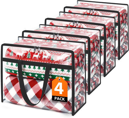 SpaceTrove Clear Storage Bags, 4-Pack Under Bed and Closet Organizers 40L