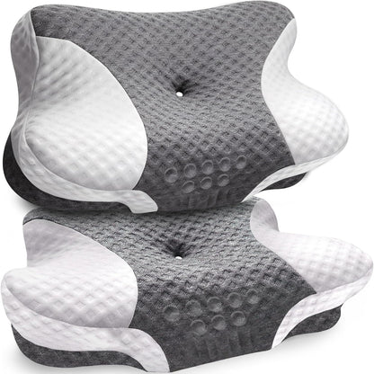 Cervical Neck Pillows with Memory Foam - Neck Pillows for Pain Relief Contour Memory Foam Pillows Ergonomic Neck Support - Adjustable Orthopedic Bed Pillows with Breathable Pillowcase for Sleeping