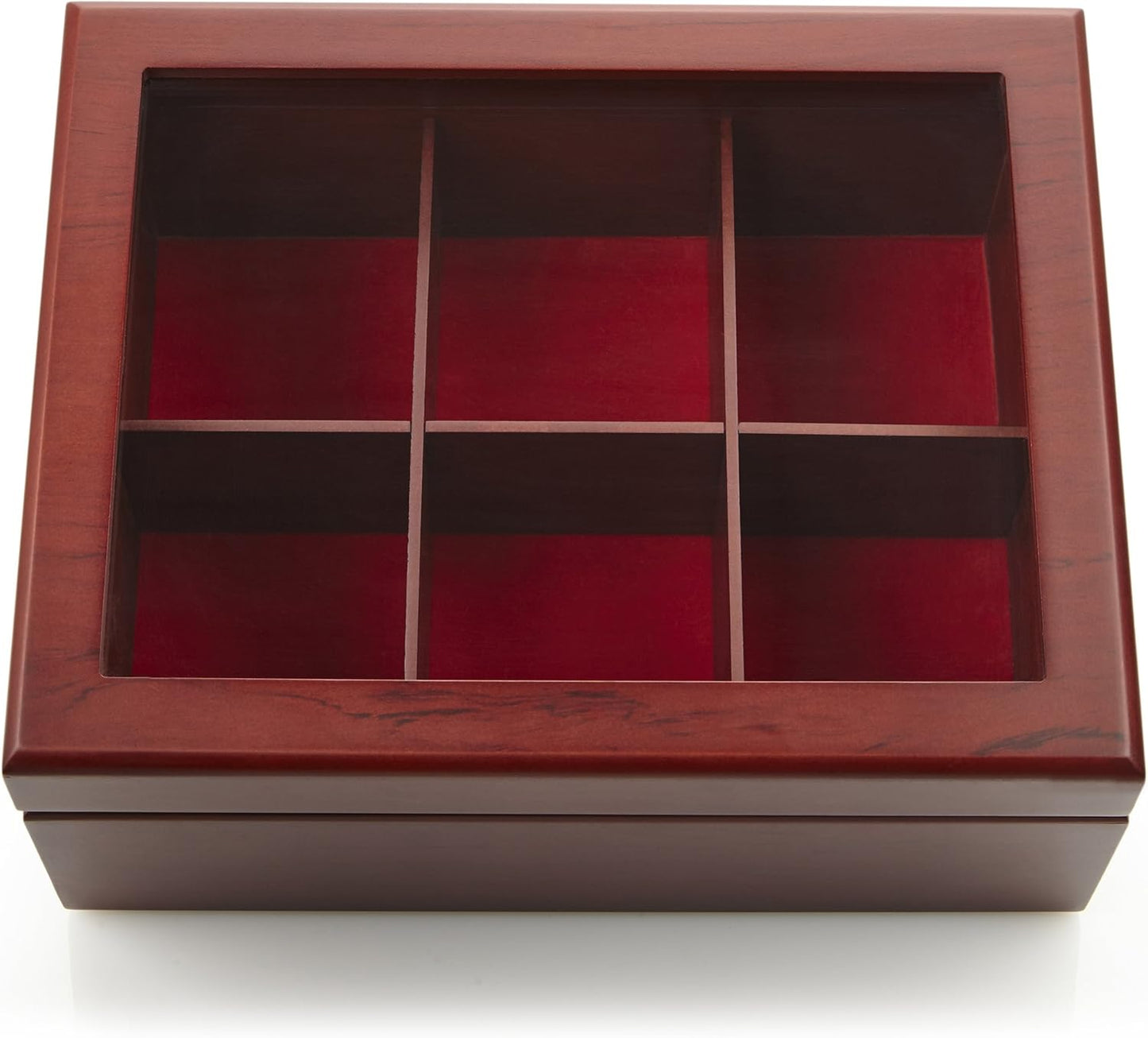 Tea Box - Luxury Wooden Tea Bag Organizer from The Apace Premier Collection - 8 Compartment Tea Storage Chest Container - Elegantly Handmade w/Scratch Resistant Window
