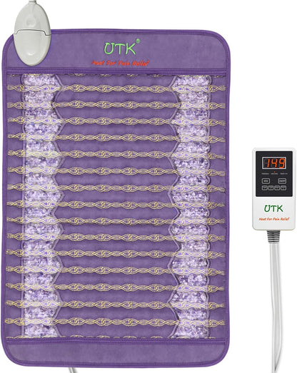 UTK Far Infrared Heating Pads for Back, 5X Pain Relief Amethyst Heating Pad for Sciatica, Waist, Abdomen, Thigh, Hip, Hotter to 159℉, FSA-HSA Eligible, 4H Auto-Off, Gift for Women Men, 24'' x 16''
