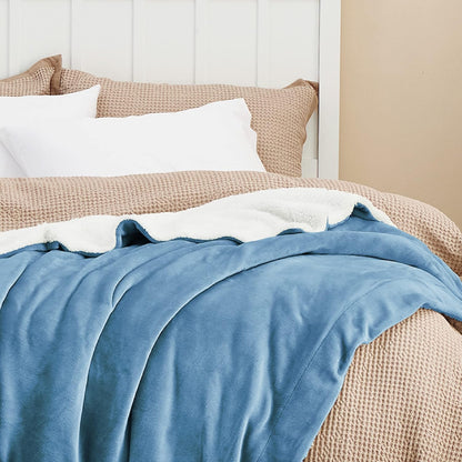 Bedsure GentleSoft Sherpa Fleece Throw Blanket for Couch, Non-Heated, Thick & Warm Cozy Blanket for Winter, Soft Fuzzy Plush Throw Gifts for Women and Men, Grey, 50x60 Inches