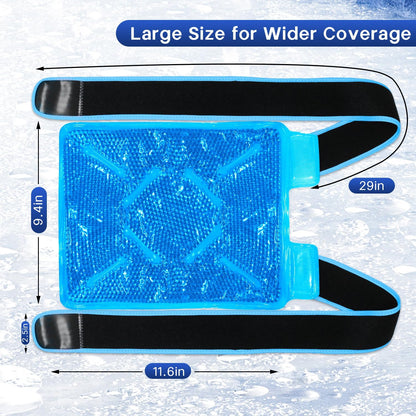 Knee Ice Pack Wrap for Pain Relief Reusable Gel Ice Wrap for Leg Injuries Swelling Knee Replacement Post-Surgery Recovery Adjustable Cold Compression Therapy Wrap for Arthritis