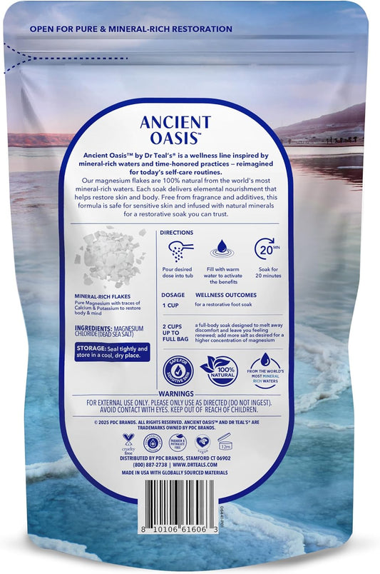 Ancient Oasis by Dr Teal's Magnesium Flakes, Fragrance Free, 2 lbs