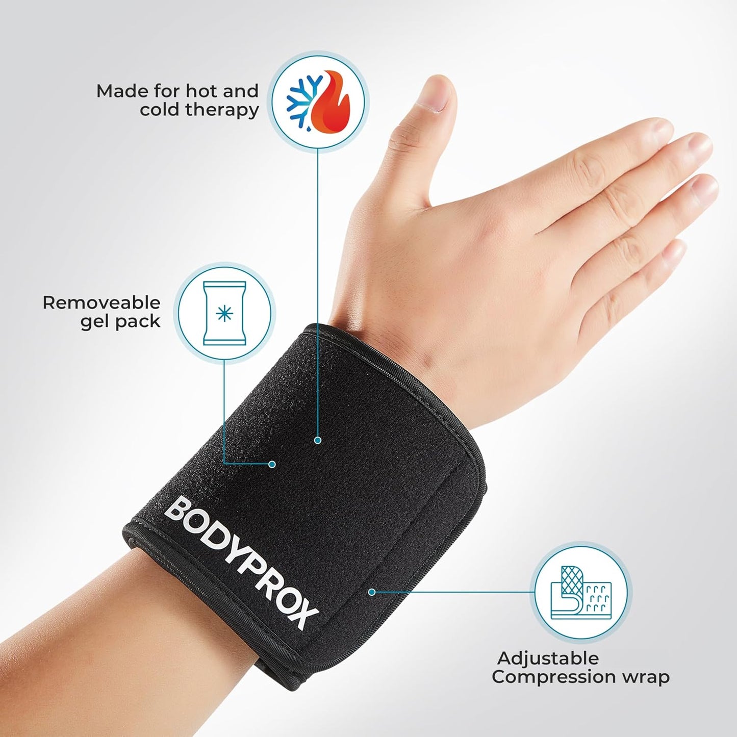 BODYPROX Cold & Hot Therapy Wrap, Reusable Gel Pack for Pain Relief. Great for Sprains, Muscle Pain, Bruises, Injuries, Etc. (Foot, Arm, Elbow, Ankle).