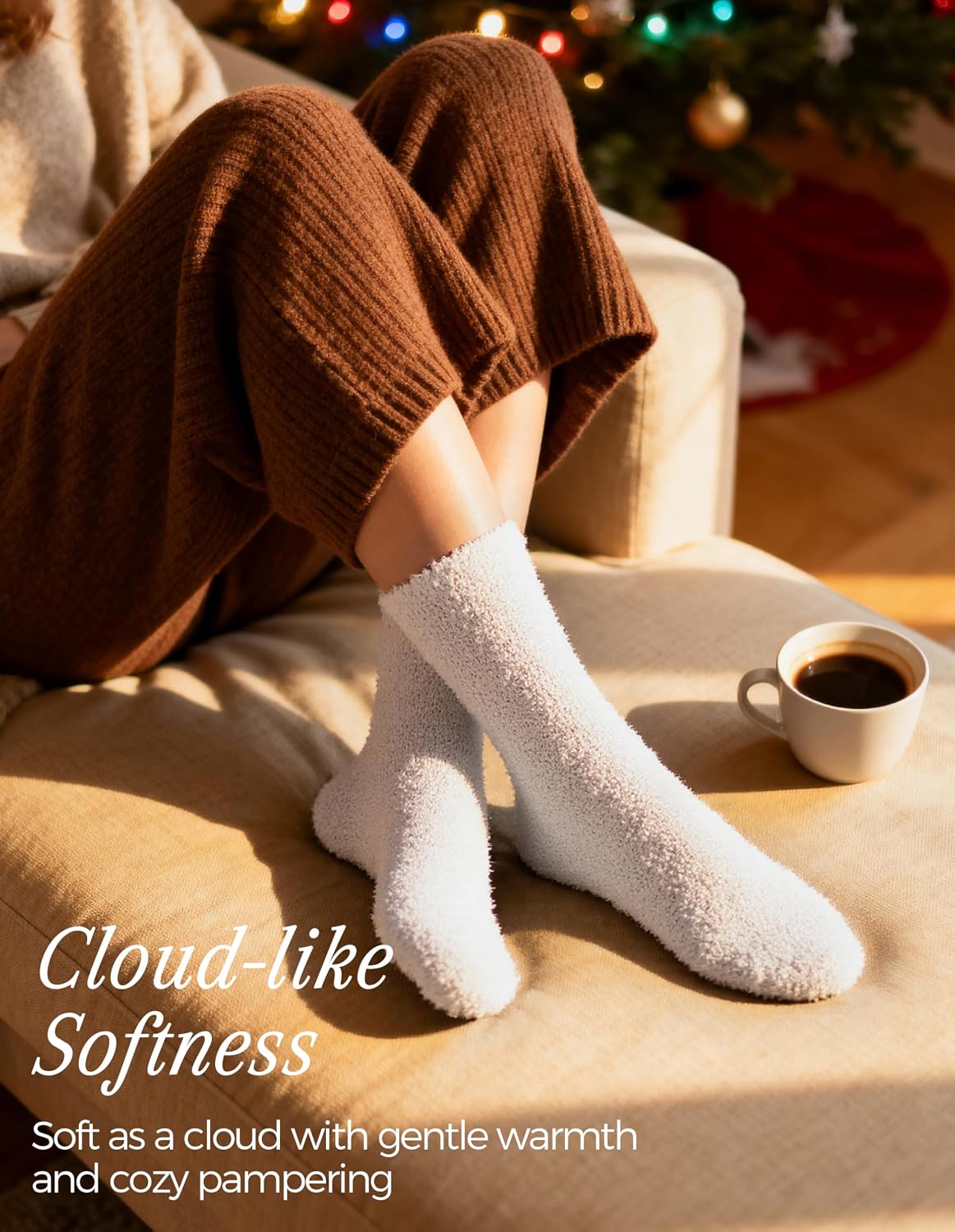 TEHOOK Warm & Cozy Gifts for Women, Fluffy Fuzzy Plush Sleeping Slipper Socks - Soft Warm Fabric