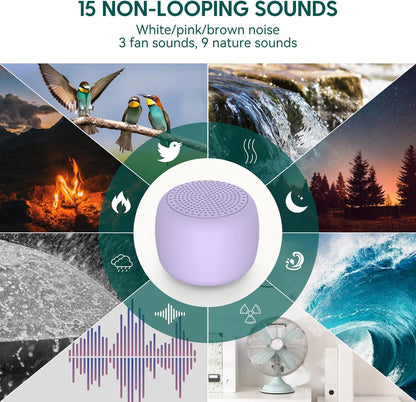 Babelio White Noise Sound Machine for Adults Kids Baby, Mini, 15 Non-looping Sounds, Timer, Memory Function, Easy to Pocket and Travel White